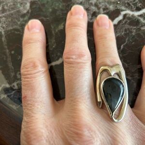Sterling Silver and Black Stone vintage Ring